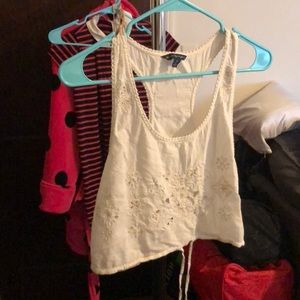 Beige crop top with holes